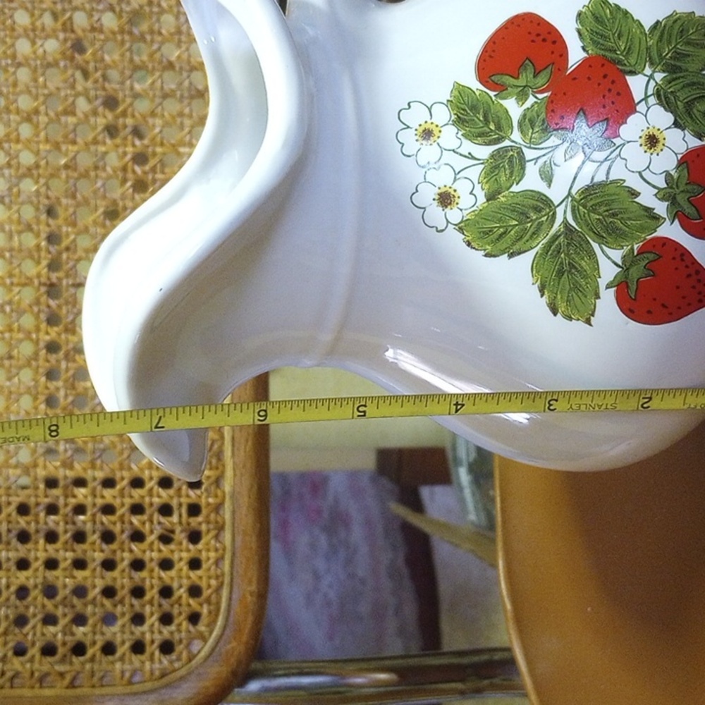 Vintage Ceramic Strawberry & Floral McCoy Pitcher.  White Red Green Yellow - Picture 7 of 8